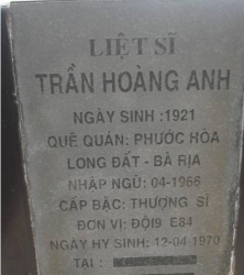 Tìm thân nhân liệt sĩ Trần Hoàng Anh