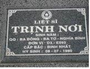 Tìm thân nhân liệt sĩ Trịnh Nơi