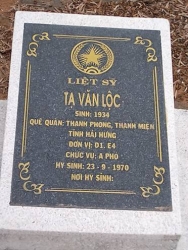 Nhắn tìm thân nhân liệt sỹ  Tạ Văn Lộc