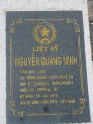 Nhắn tìm thân nhân liệt sỹ Nguyễn Quang Minh