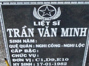Nhắn tìm thân nhân liệt sỹ  Trần Văn Minh