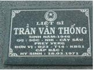 Tìm thân nhân liệt sĩ Trần Văn Thống