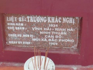 Nhắn tìm thân nhân liệt sỹ Trương Khắc Nghị