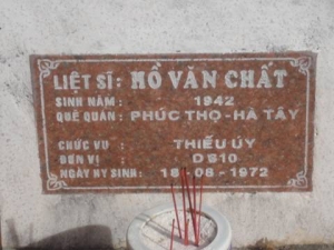 Nhắn tìm thân nhân liệt sỹ Hồ Văn Chất