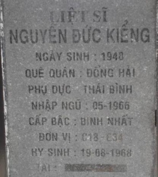 Tìm thân nhân liệt sĩ Nguyễn Đức Kiểng