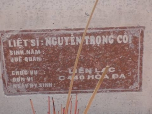 Nhắn tìm thân nhân liệt sĩ Nguyễn Trọng Côi