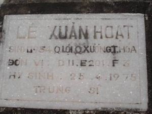 Nhắn tìm thân nhân liệt sỹ Lê Xuân Hoạt 