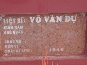 Nhắn tìm thân nhân liệt sĩ Võ Văn Dự