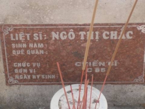 Nhắn tìm thân nhân liệt sĩ Ngô Thị Chắc