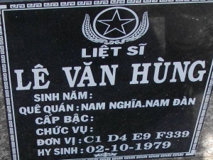 Nhắn tìm thân nhân liệt sỹ  Lê Văn Hùng
