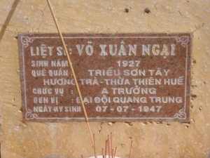 Nhắn tìm thân nhân liệt sỹ  Võ Xuân Ngại