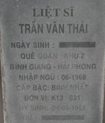 Tìm thân nhân liệt sĩ Trần Văn Thái