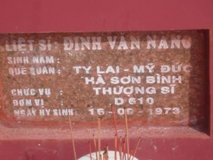 Nhắn tìm thân nhân liệt sỹ  Đinh Văn Năng