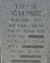 Tìm thân nhân liệt sĩ Võ Bá Thuộc