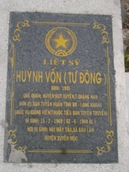 Nhắn tìm thân nhân liệt sĩ Huỳnh Vốn (Tư Đông)