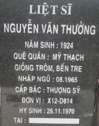 Tìm thân nhân liệt sĩ Nguyễn Văn Thưởng