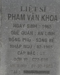 Tìm thân nhân liệt sĩ Phạm Văn Khoa
