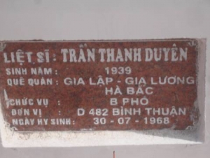 Nhắn tìm thân nhân liệt sỹ Trần Thanh Duyên