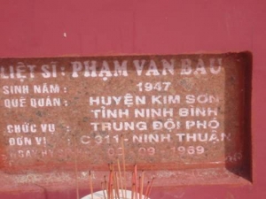 Nhắn tìm thân nhân liệt sỹ Phạm Văn Báu