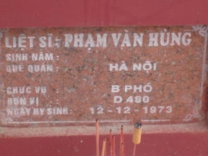 Nhắn tìm thân nhân liệt sỹ  Phạm Văn Hùng