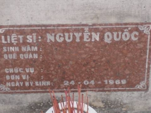 Nhắn tìm thân nhân liệt sĩ Nguyễn Quốc
