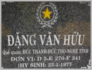 Nhắn tìm thân nhân liệt sỹ  Đặng Văn Hữu