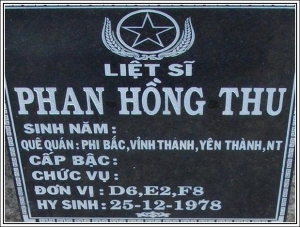 Nhắn tìm thân nhân liệt sỹ Phan Hồng Thu