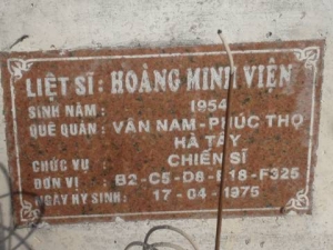 Nhắn tìm thân nhân liệt sỹ  Hoàng Minh Viện