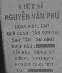 Tìm thân nhân liệt sĩ Nguyễn Văn Phú