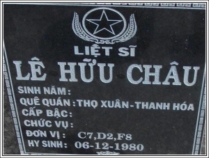 Nhắn tìm thân nhân liệt sỹ  Lê Hữu Châu
