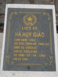 Nhắn tìm thân nhân liệt sỹ  Hà Huy Giáo