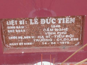 Nhắn tìm thân nhân liệt sỹ Lê Đức Tiến