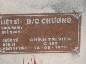 Nhắn tìm thân nhân liệt sĩ Chương