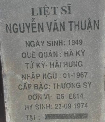 Tìm thân nhân liệt sĩ Nguyễn Văn Thuận