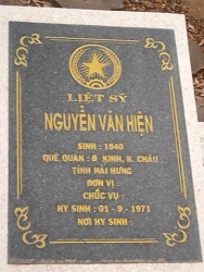 Nhắn tìm thân nhân liệt sỹ Nguyễn Văn Hiện 