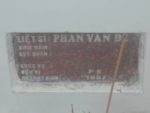 Nhắn tìm thân nhân liệt sĩ Phan Văn Đê