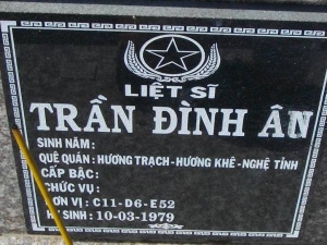 Nhắn tìm thân nhân liệt sỹ Trần Đình Ân