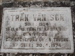 Nhắn tìm thân nhân liệt sĩ Trần Văn Sơn