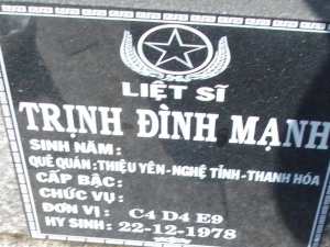 Nhắn tìm thân nhân liệt sỹ  Trịnh Đình Mạnh