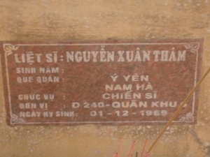 Nhắn tìm thân nhân liệt sỹ Nguyến Xuân Thám