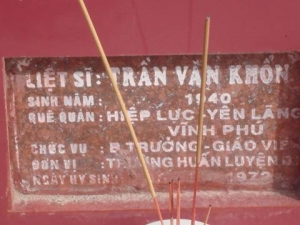 Nhắn tìm thân nhân liệt sỹ  Trần Văn Khổn