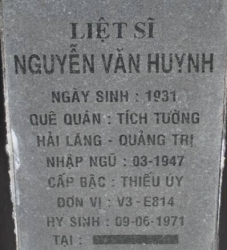 Tìm thân nhân liệt sĩ Nguyễn Văn Huỳnh