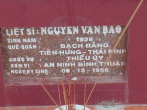 Nhắn tìm thân nhân liệt sỹ  Nguyễn Văn Bao