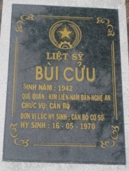 Nhắn tìm thân nhân liệt sỹ Bùi Cửu