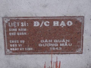 Nhắn tìm thân nhân liệt sĩ Hạo