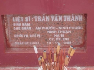 Nhắn tìm thân nhân liệt sỹ Trần Văn Thành