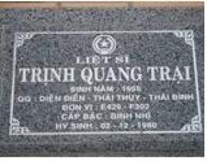 Tìm thân nhân liệt sĩ Trịnh Quang Trại