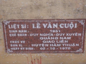 Nhắn tìm thân nhân liệt sỹ  Lê Văn Cuội