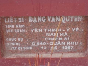 Nhắn tìm thân nhân liệt sỹ Đặng Văn Quyến (Quyên - Quyền)