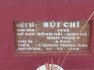 Nhắn tìm thân nhân liệt sỹ Bùi Chí